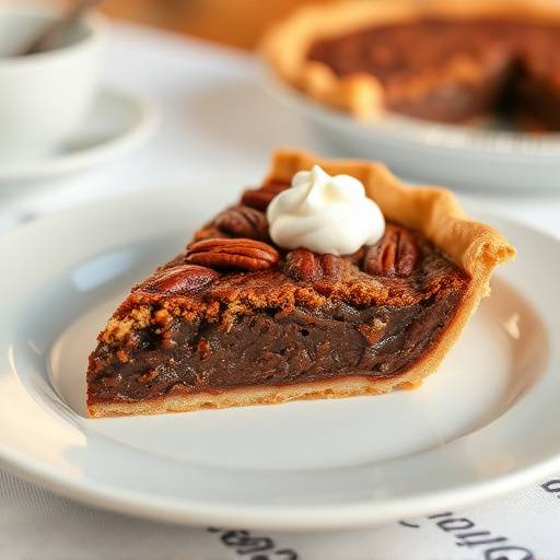 Chocolate Pecan Pie on a plate, a decadent Southern dessert.