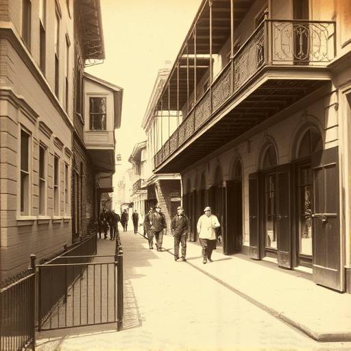 Vintage photograph of Charleston's French Quarter in the early 20th century.